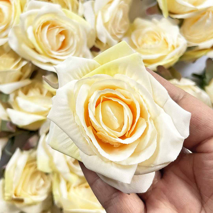 Light Yellow | Yellow & Cream Shaded | Cream Shaded Artificial Rose Flower | Light Artificial Flower | cream Artificial flower | Art Craft | Decoration Craft | indian Home | Decoration | Project Making | online Art  | Design | Beautiful | Adikala | Adikala Craft Store