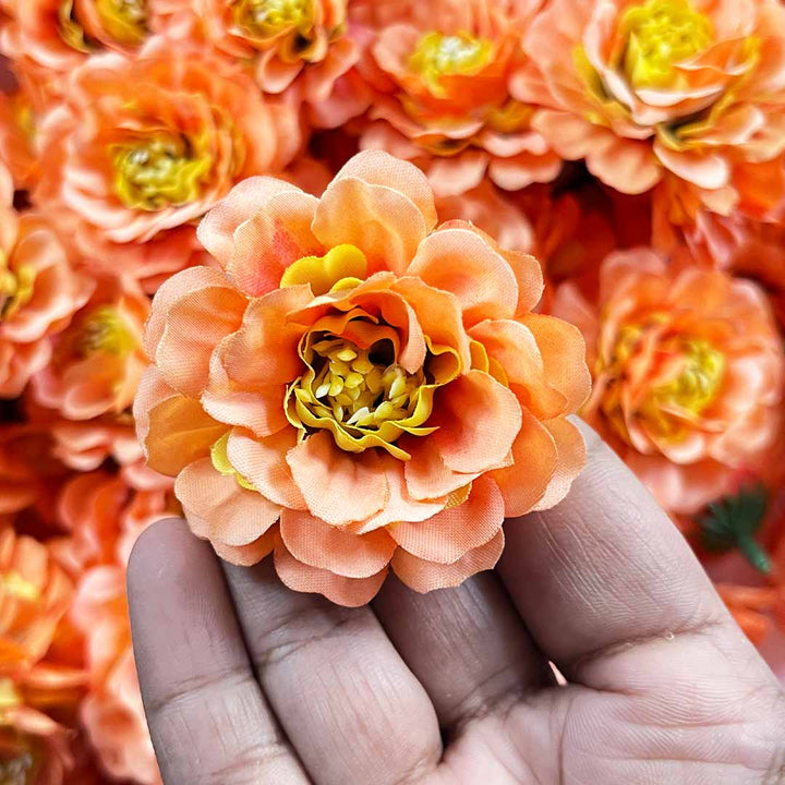 Orange Color Peony Flower | Head Artificial Pack Of 20 | Artificial Flower | Flower Bunch | Art Craft | Decoration Craft | indian Home | Decoration | Project Making | online Art  | Design | Beautiful | Adikala | Adikala Craft Store