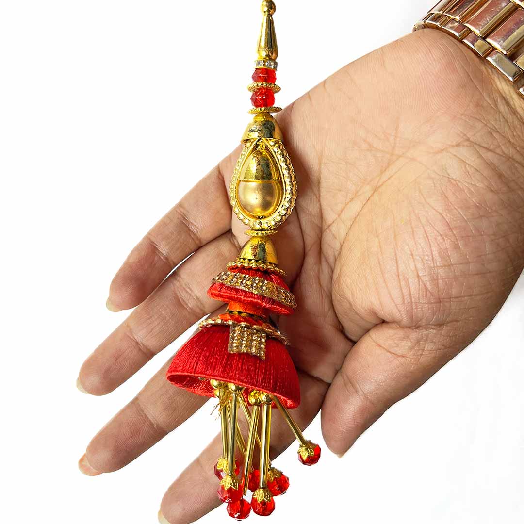 red Silk Thread Cone | cone With Glass Pipe | pipe Ethenic Work | latkan | hanging Set of 2 | Ethenic Work | Art Craft | Decoration Craft | indian Home | Decoration | Project Making | online Art  | Design | Beautiful | Adikala | Adikala Craft Store