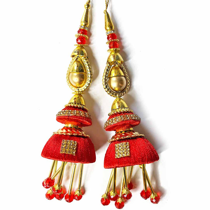 red Silk Thread Cone | cone With Glass Pipe | pipe Ethenic Work | latkan | hanging Set of 2 | Ethenic Work | Art Craft | Decoration Craft | indian Home | Decoration | Project Making | online Art | Design | Beautiful | Adikala | Adikala Craft Store