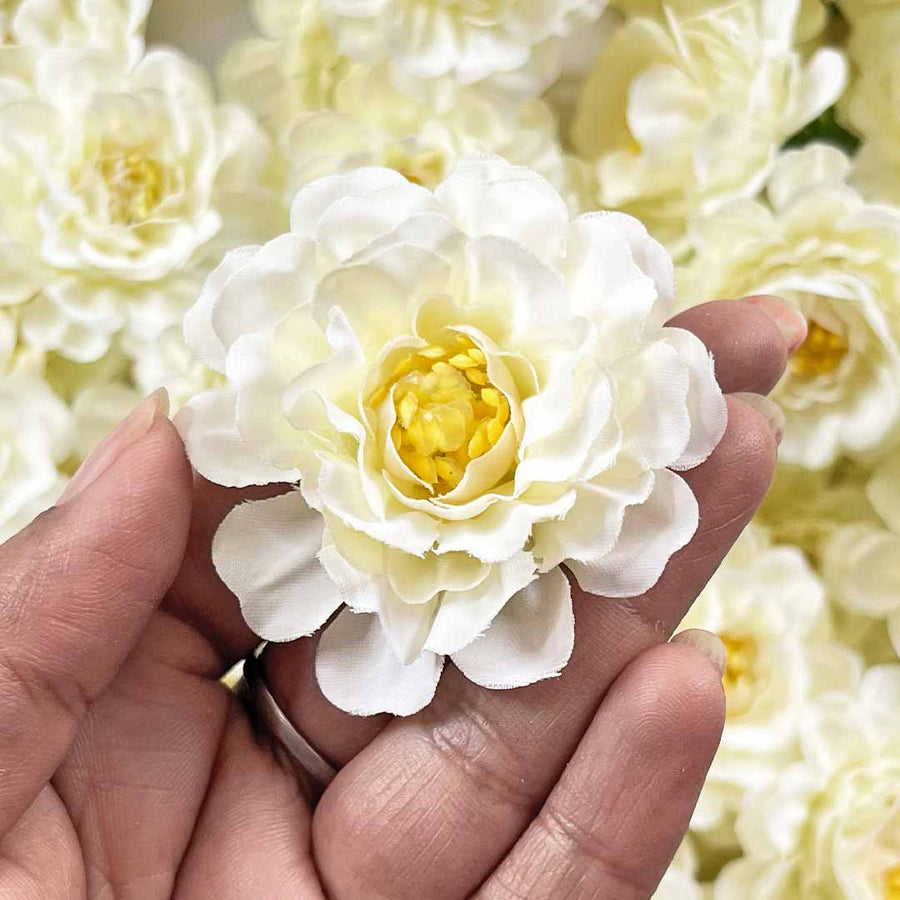 Cream Color Peony Flower | Head Artificial Pack Of 20 | Artificial Flower | Flower Bunch | Art Craft | Decoration Craft | indian Home | Decoration | Project Making | online Art | Design | Beautiful | Adikala | Adikala Craft Store