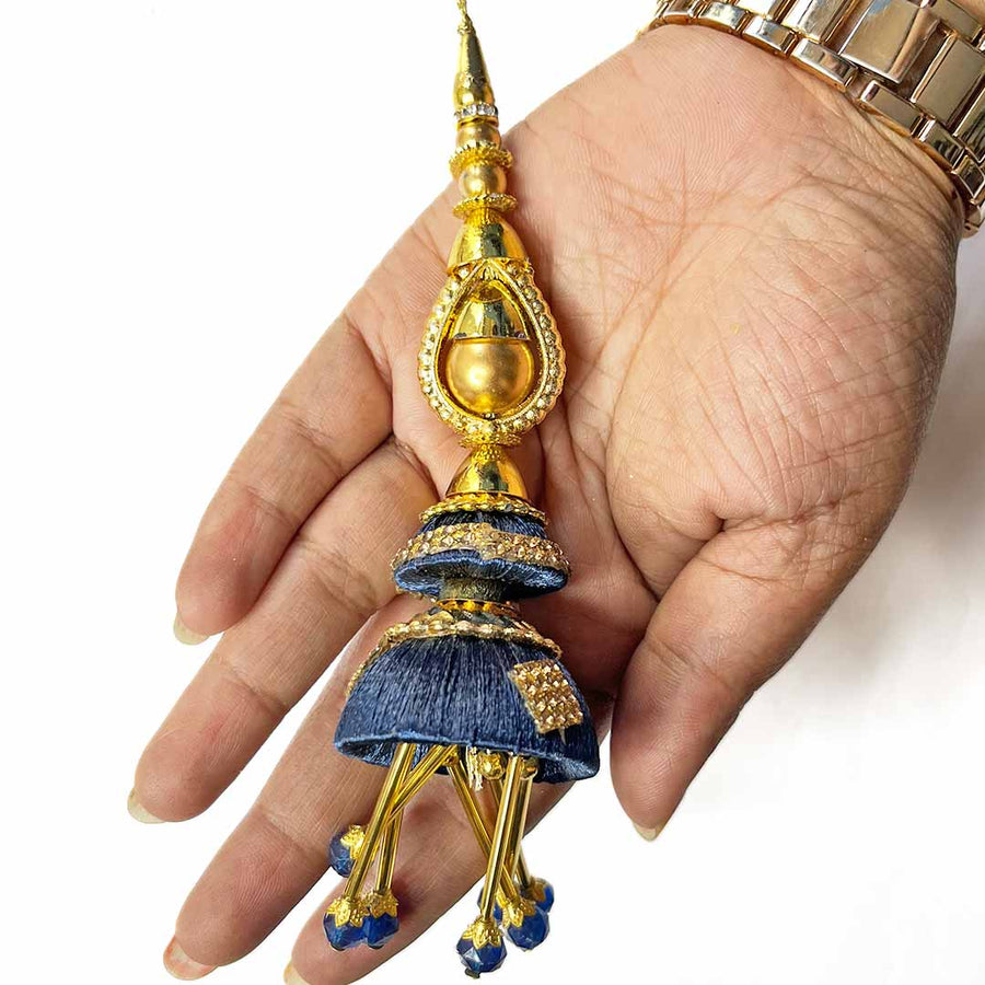 dark Blue  Silk Thread Cone | cone With Glass Pipe | pipe Ethenic Work | latkan | hanging Set of 2 | Ethenic Work | Art Craft | Decoration Craft | indian Home | Decoration | Project Making | online Art | Design | Beautiful | Adikala | Adikala Craft Store