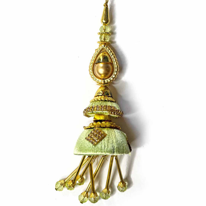 Pista Green Silk Thread Cone | cone With Glass Pipe | pipe Ethenic Work | latkan | hanging Set of 2 | Ethenic Work | Art Craft | Decoration Craft | indian Home | Decoration | Project Making | online Art | Design | Beautiful | Adikala | Adikala Craft Stor