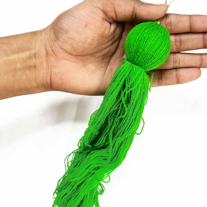 Green Color Woolen tassels | Woolen Tassels | tassels | Pack of 5 | Art Craft | Decoration Craft | indian Home | Decoration | Project Making | online Art  | Design | Beautiful | Adikala | Adikala Craft Store