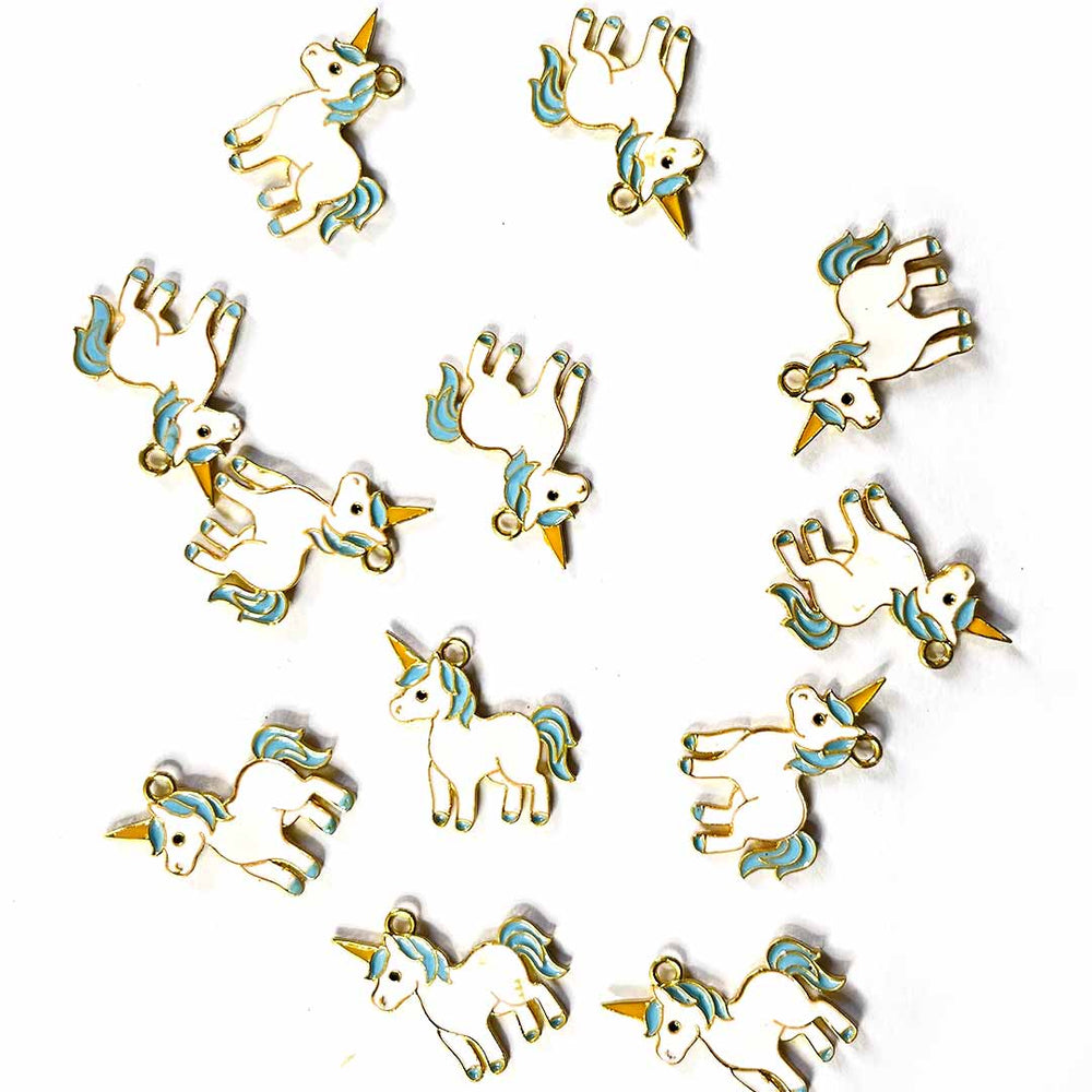 Blue Color Unicorn | Unicorn Top Whole | Metal Charms Set Of 6 | Set Of 6 | Blue Color | Art Craft | Decoration Craft | indian Home | Decoration | Project Making | online Art | Design | Beautiful | Adikala | Adikala Craft Store