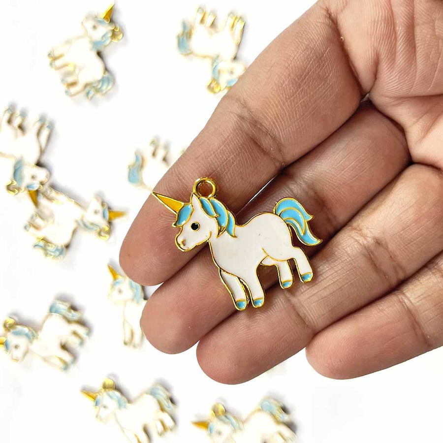 Blue Color Unicorn | Unicorn Top Whole | Metal Charms Set Of 6 | Set Of 6 | Blue Color | Art Craft | Decoration Craft | indian Home | Decoration | Project Making | online Art  | Design | Beautiful | Adikala | Adikala Craft Store