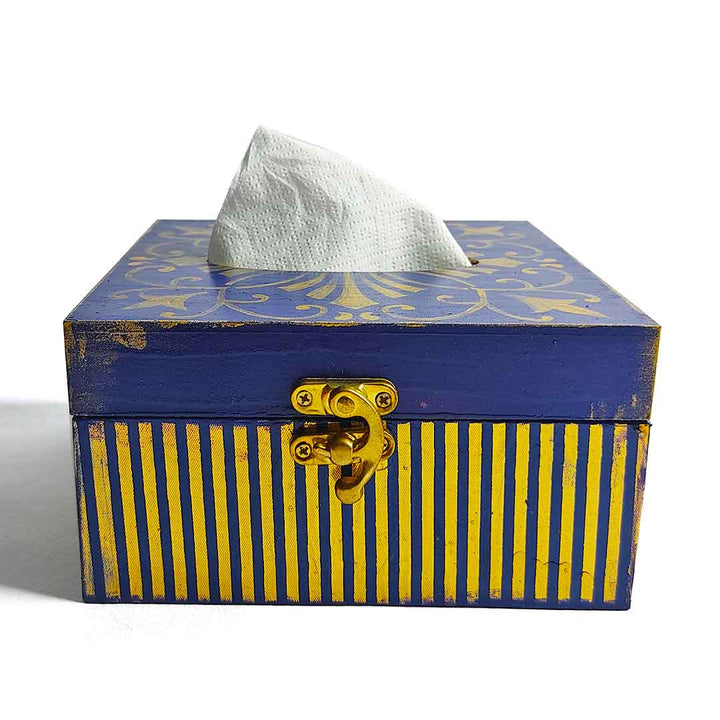 Blue & Golden Hand-Painted Tissue Box