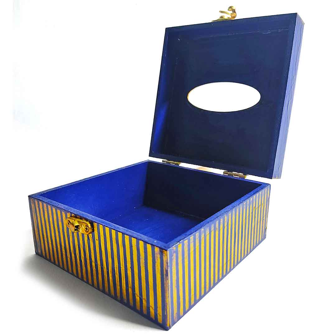 Blue & Golden Hand-Painted Tissue Box