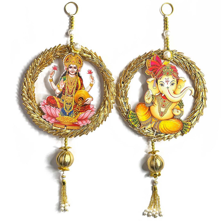 Laxmi Ganesh Ji Tassel Hanging For Decoration Set Of 2