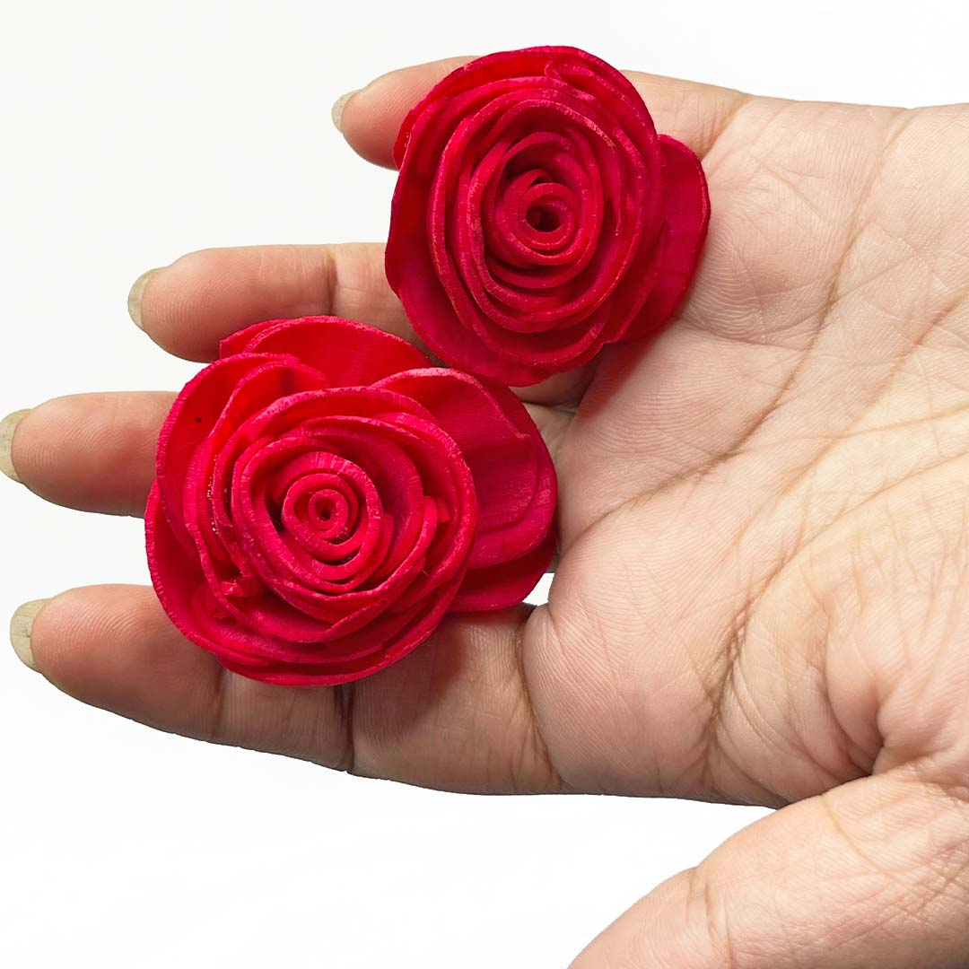 Red Sola | Rose Flower | Red Sola Wood Rose Flower Pack of 10 | Red Sola Wood Rose Flower | Adikala Craft Store | Craft Store | Art Craft | Decoration | Festivals | Adikala | Shadi Decoration   | Wedding Decoration  | wooden Color Flower | Artificial Flower