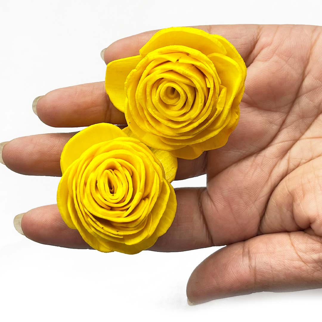 Yellow Color Sola Wood Rose Flower Pack of 10 | Yellow Flower | Sola Wood Rose Flower | Flower | Adikala Craft | Art Craft | Adikala Craft Store | Craft Store | Art Craft | Decoration | Festivals | Adikala | Shadi Decoration   | Wedding Decoration  | wooden Color Flower | Artificial Flower