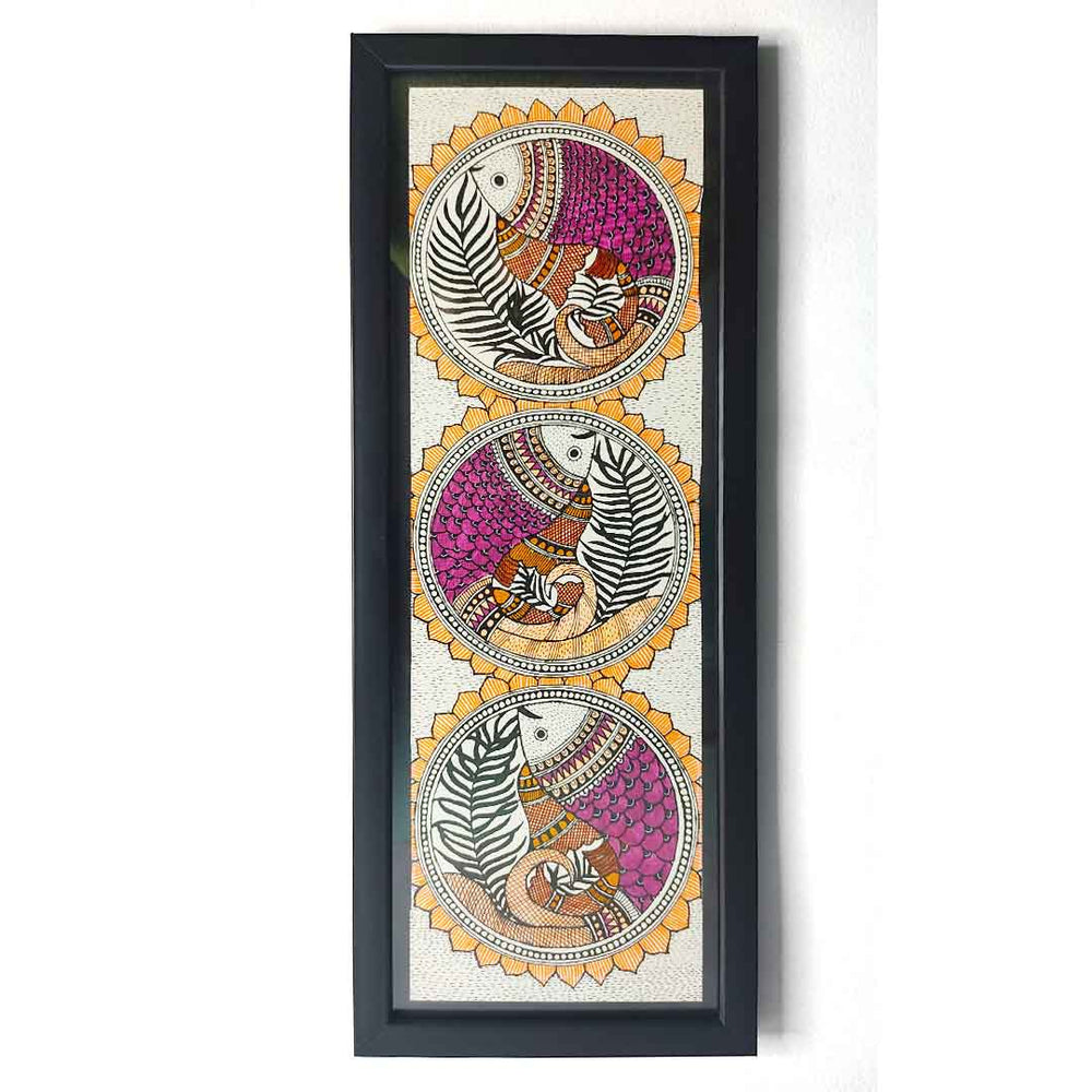 Madhubani Painting With Fish | Adikala Craft Store | Craft | Art Craft | Painting | Tree of Life | Decoration | Wall Painting | Wall Art | Wall Design | Design