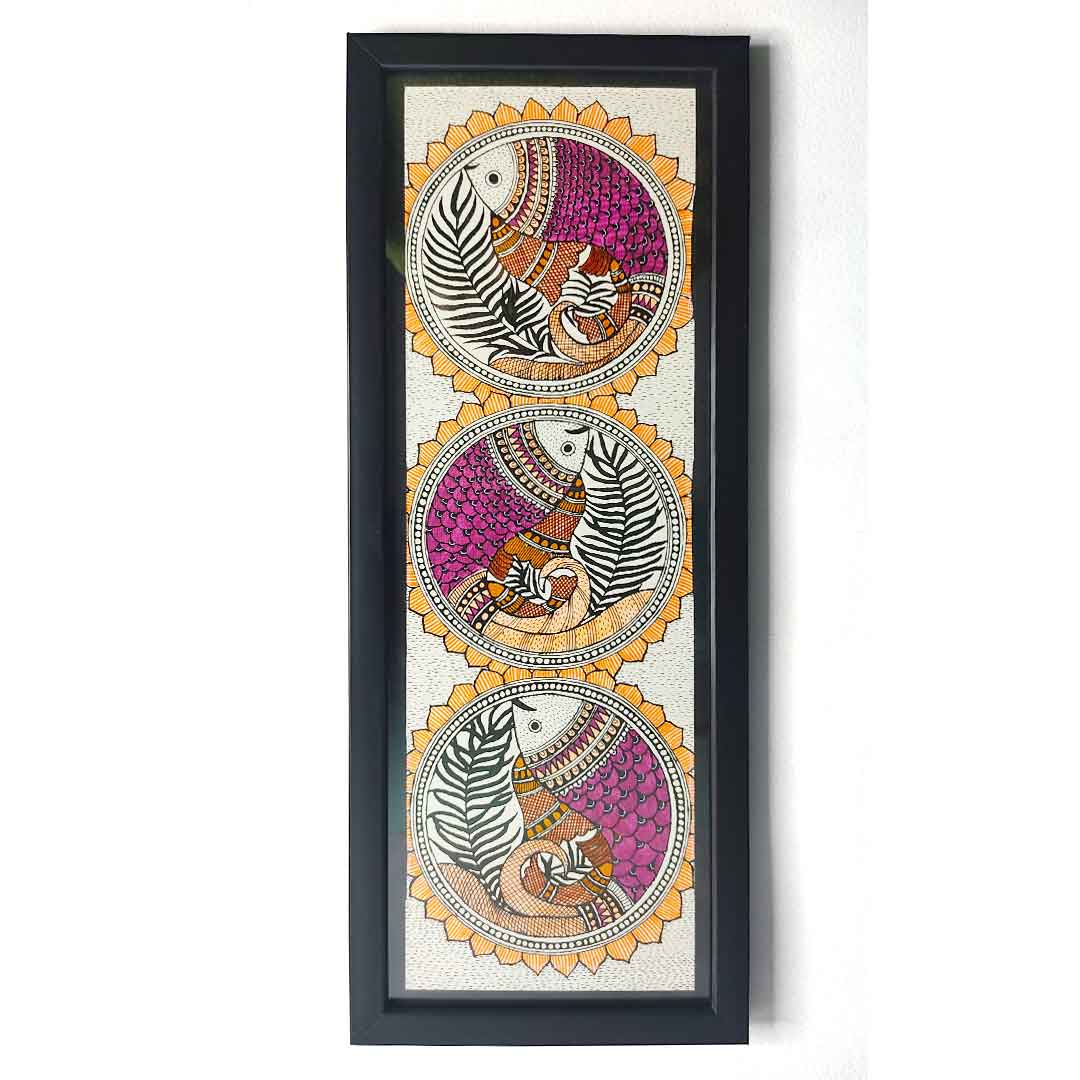 Madhubani Painting With Fish | Adikala Craft Store | Craft | Art Craft | Painting | Tree of Life | Decoration | Wall Painting | Wall Art | Wall Design | Design