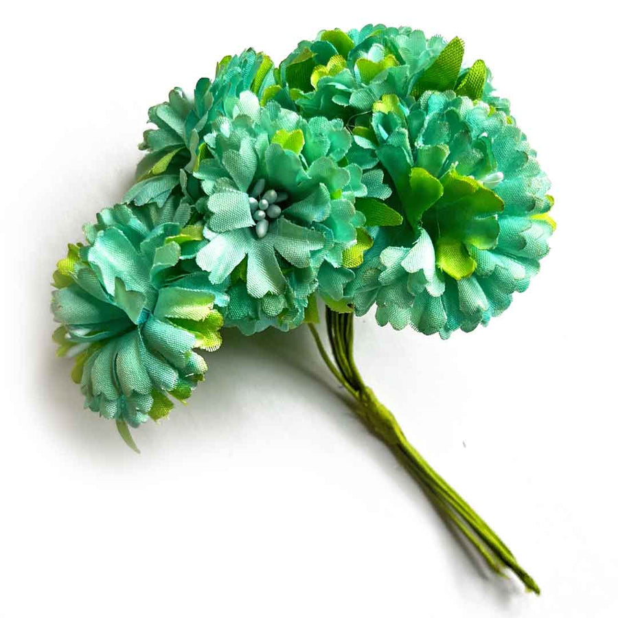 Green Color Fabric Flowers Bunch 2 Of 12 PCS | Fabric Flowers | Fabric | 12 PCS | Adikala Craft Store | Art Craft | Collection 