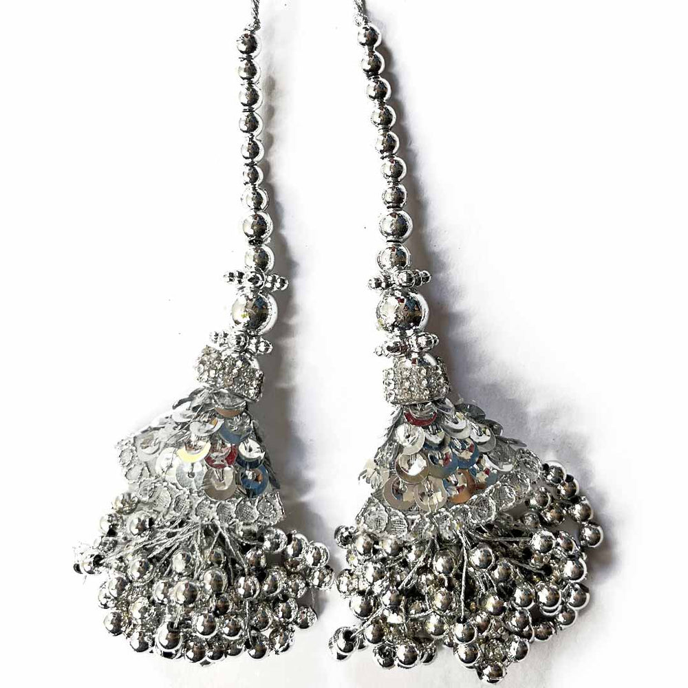 Silver Color Cone | Cone With Beads | hanging latkan | Latkan Set of 2 | Art Craft | Decoration Craft | indian Home | Decoration | Project Making | online Art | Design | Beautiful | Adikala | Adikala Craft Store