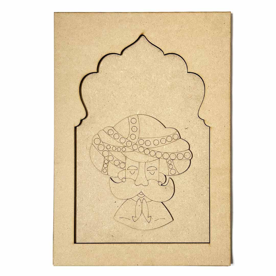 Jharokha With Padharo Sa and Ram Ram Sa Mdf Cutout 13 inches Set of 2