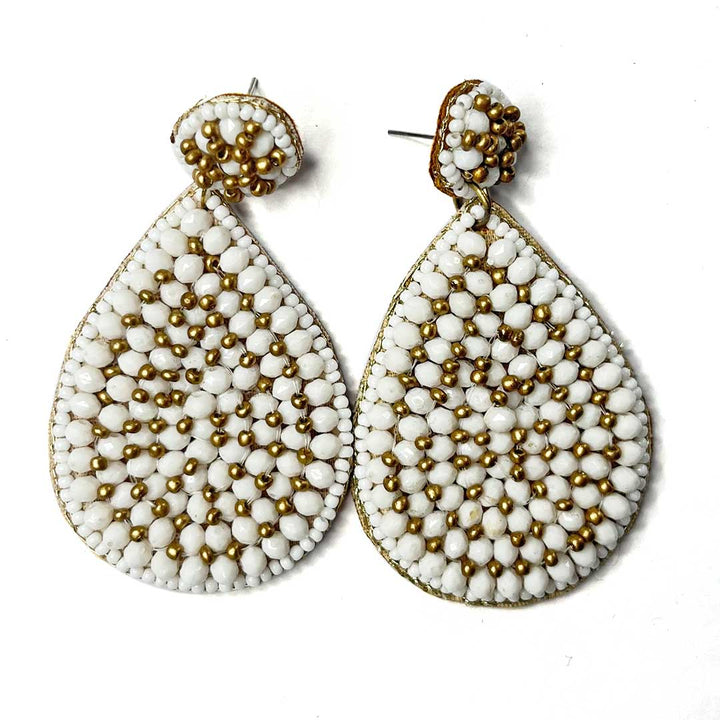 White Color Drop Shape Earrings