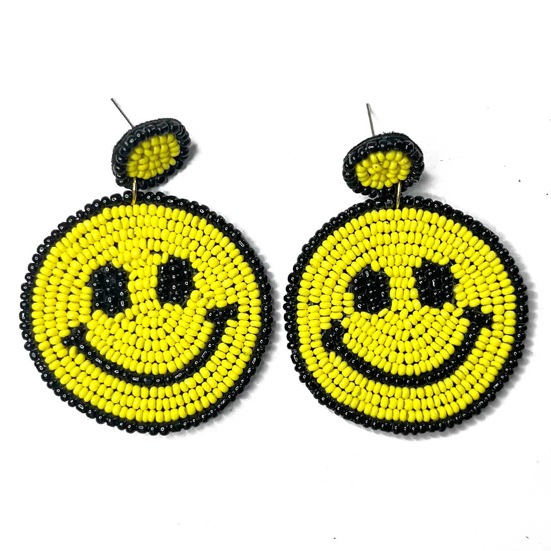 Yellow & Black Color Smiley Shape Earrings