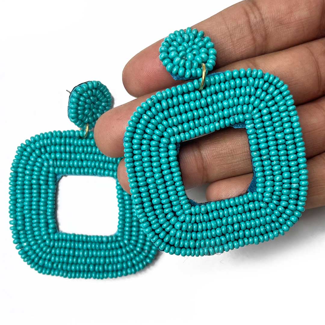 Kelly Dot Beaded Hoop Earrings Teal – INK+ALLOY, LLC