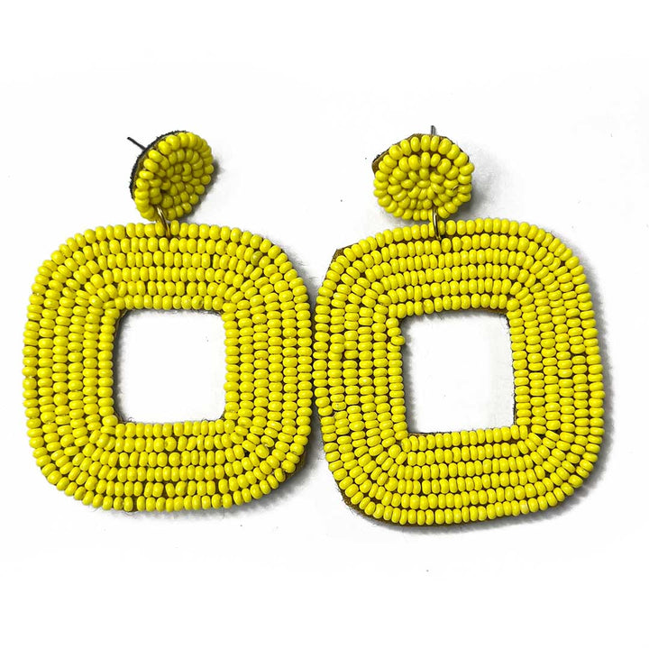 Yellow Color Square Shape Earrings