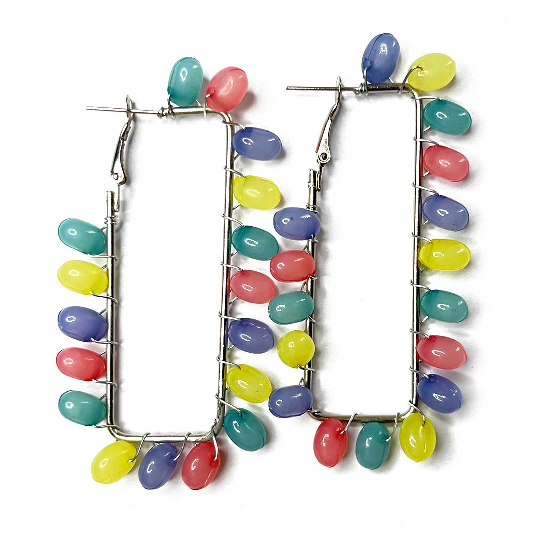 Multi Color Rectangle Shape Hoop(Bali)