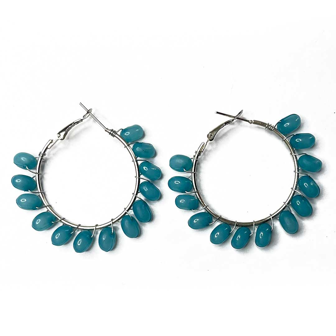 Teal Green Color Round Shape Hoop(Bali)