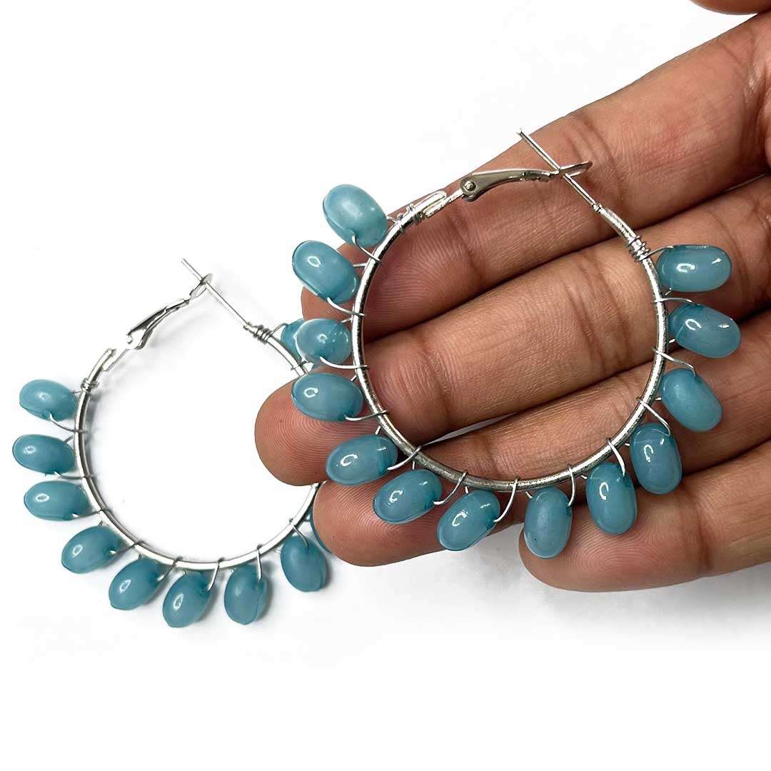 Teal Green Color Round Shape Hoop(Bali)