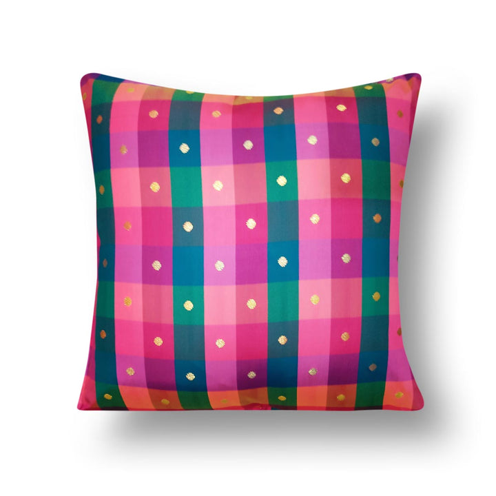 Multi-Color Check Silk Cushion Cover | Multi-Color Check Silk Cushion | Cushion Cover | Multi-Color | Check Silk Cushion | Covers | Cushions | Art Craft | Craft Store | Craft Store Online | Adikala Craft Store | Adikala