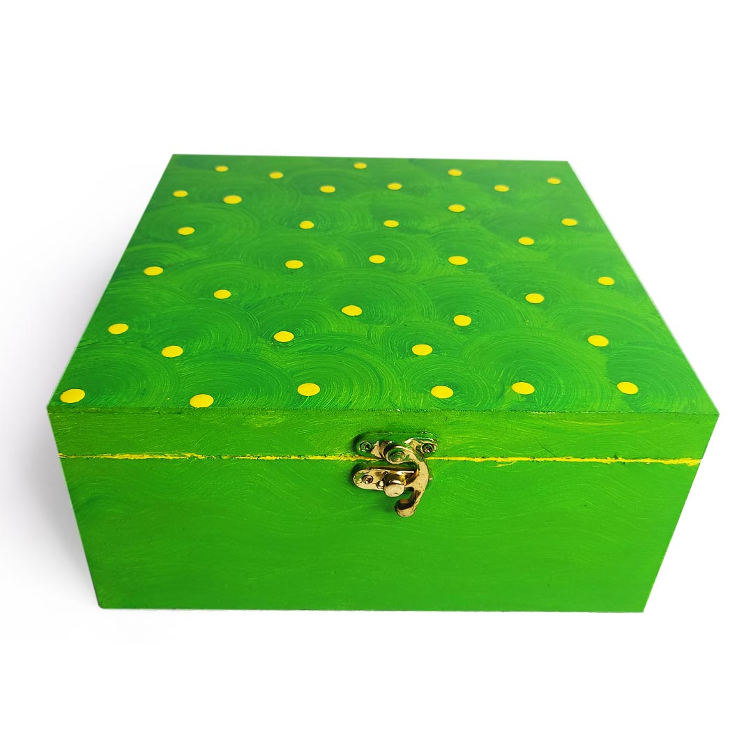 Green Textured With Embossed Polka Dot Design Multipurpose Box