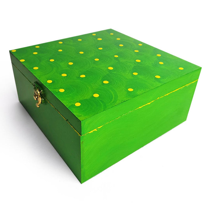 Green Textured With Embossed Polka Dot Design Multipurpose Box