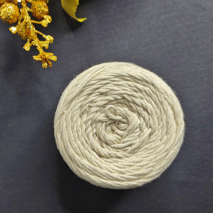 Cream Color 8 PLY Cotton Crochet Thread Balls for Weaving and Craft Making - 100GMS