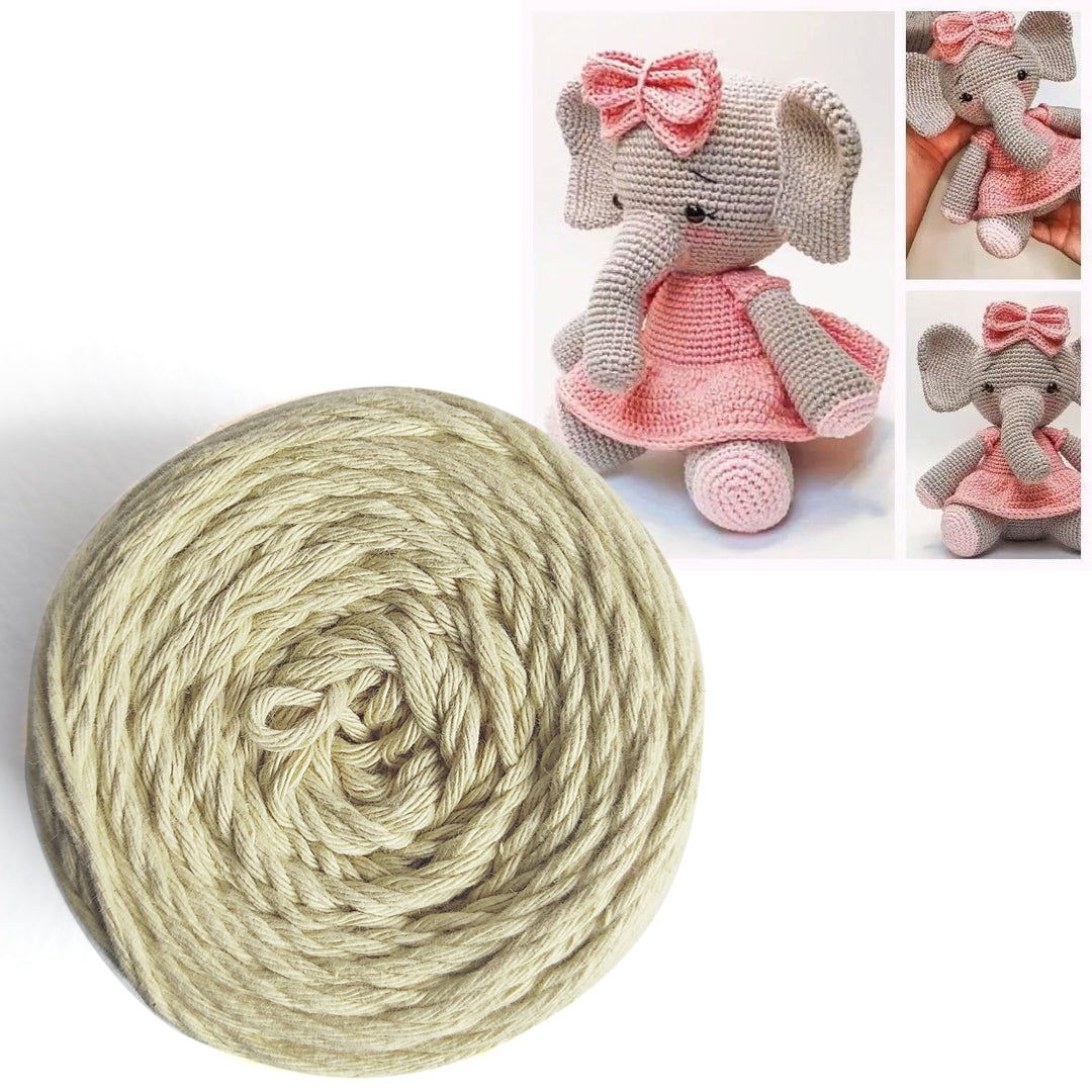 Cream Color 8 PLY Cotton Crochet Thread Balls for Weaving and Craft Making - 100GMS